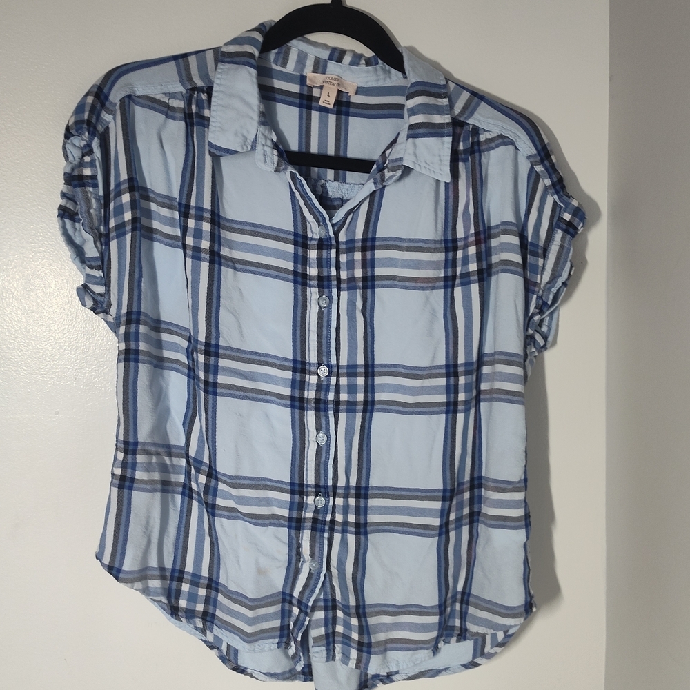 Como Vintage Blue Plaid Blouse